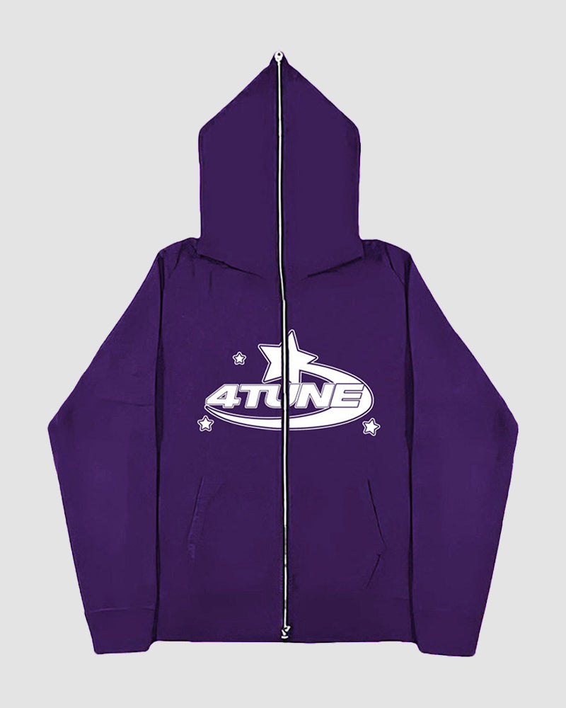 ATUNE Print Zip Up Hoodie