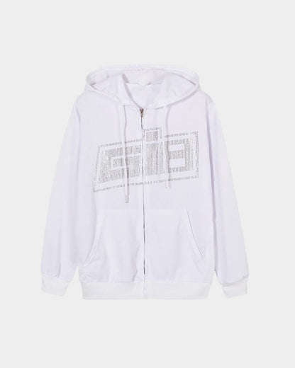 Y2k Hot Diamond Letter Printed Hoodie